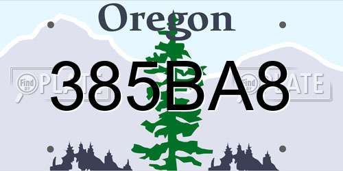 385BA8 Oregon License Plate