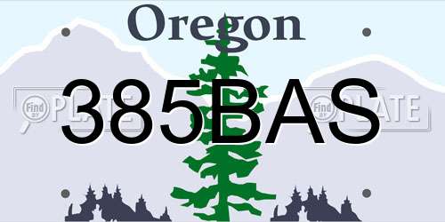 385BAS Oregon License Plate