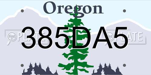 385DA5 Oregon License Plate