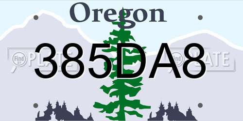 385DA8 Oregon License Plate