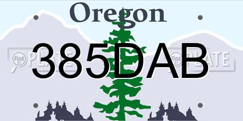 385DAB Oregon License Plate