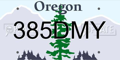 385DMY Oregon License Plate