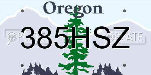 385HSZ Oregon License Plate