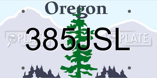 385JSL Oregon License Plate