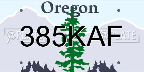 385KAF Oregon License Plate