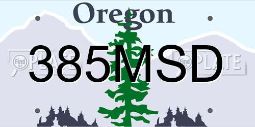 385MSD Oregon License Plate