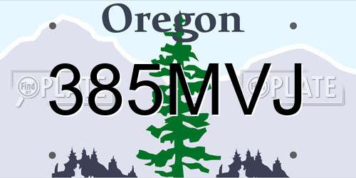 385MVJ Oregon License Plate
