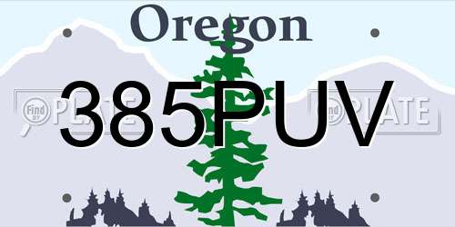 385PUV Oregon License Plate