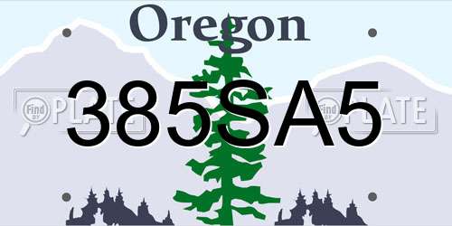 385SA5 Oregon License Plate