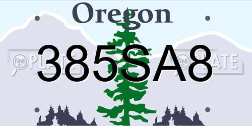 385SA8 Oregon License Plate