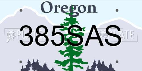 385SAS Oregon License Plate