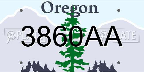 3860AA Oregon License Plate