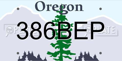386BEP Oregon License Plate
