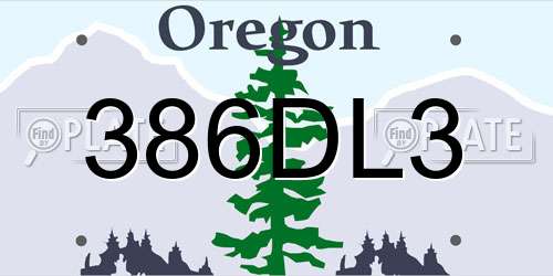 386DL3 Oregon License Plate