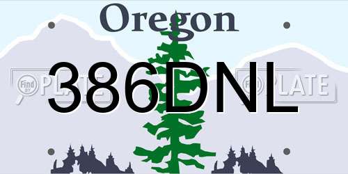 386DNL Oregon License Plate