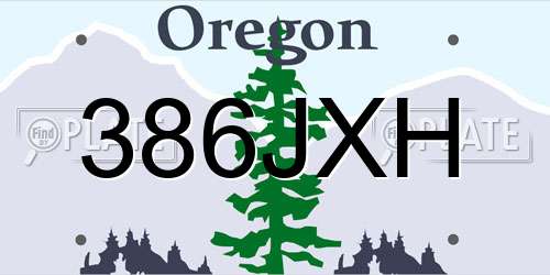 386JXH Oregon License Plate