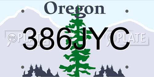 386JYC Oregon License Plate