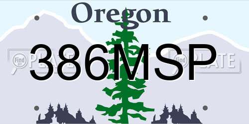 386MSP Oregon License Plate