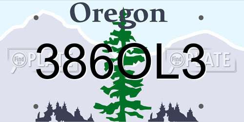 386OL3 Oregon License Plate