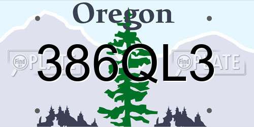 386QL3 Oregon License Plate