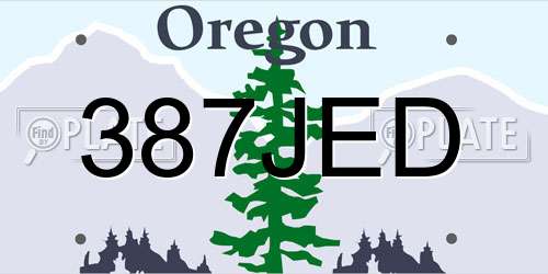 387JED Oregon License Plate