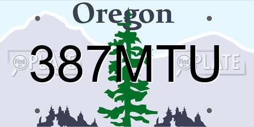 387MTU Oregon License Plate