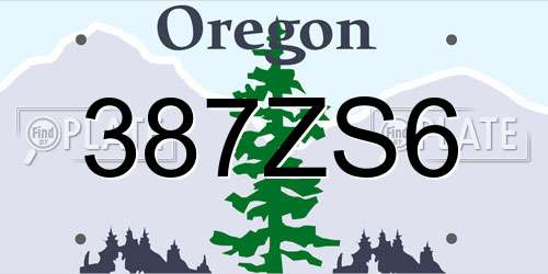 387ZS6 Oregon License Plate