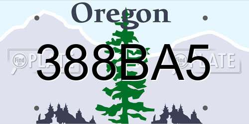 388BA5 Oregon License Plate