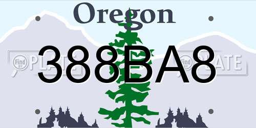 388BA8 Oregon License Plate
