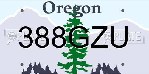 388GZU Oregon License Plate