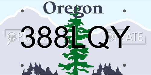 388LQY Oregon License Plate