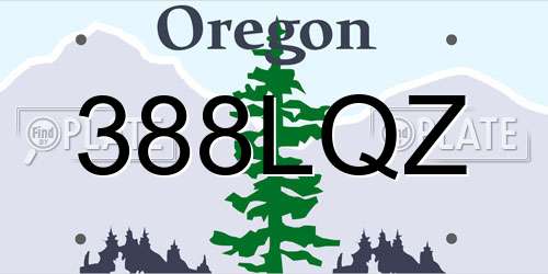 388LQZ Oregon License Plate