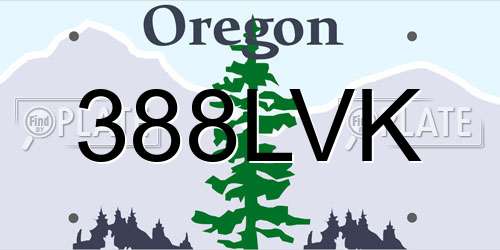 388LVK Oregon License Plate