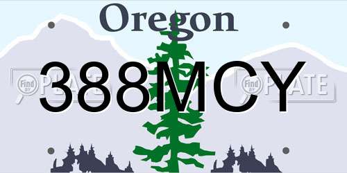 388MCY Oregon License Plate