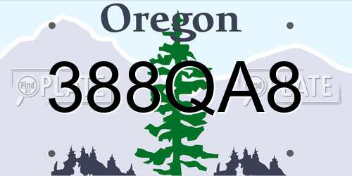 388QA8 Oregon License Plate