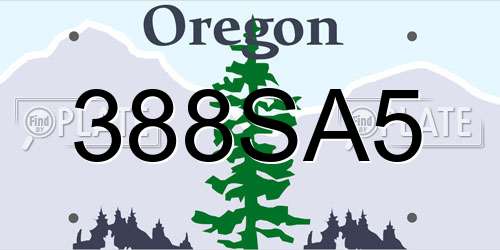 388SA5 Oregon License Plate