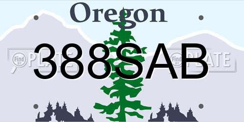 388SAB Oregon License Plate