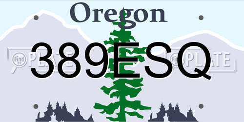 389ESQ Oregon License Plate