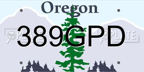 389GPD Oregon License Plate