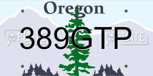 389GTP Oregon License Plate