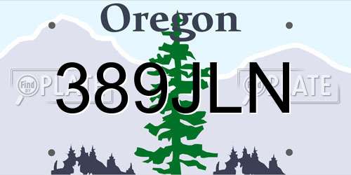 389JLN Oregon License Plate