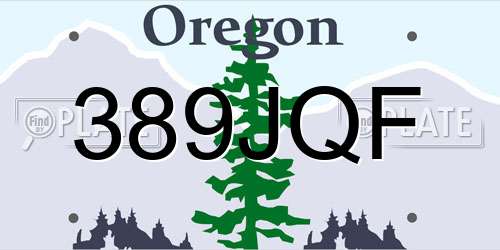 389JQF Oregon License Plate