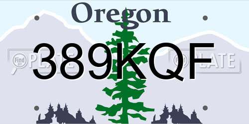 389KQF Oregon License Plate