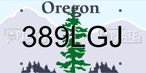 389LGJ Oregon License Plate