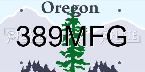 389MFG Oregon License Plate