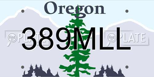 389MLL Oregon License Plate
