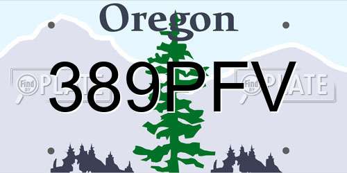 389PFV Oregon License Plate