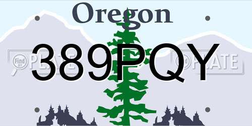 389PQY Oregon License Plate