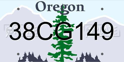 38CG149 Oregon License Plate