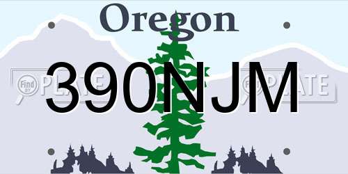 390NJM Oregon License Plate